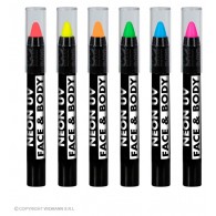 Set da 6 Matite Trucco Fluorescenti in Scatola con Finestra (2 Rosa Fluo, 1 Giallo, 1 Arancione, 1 Verde, 1 Blu) - 21 Ml
