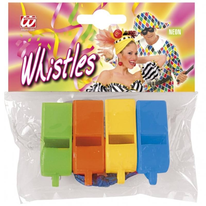 Set da 4 Fischietti Ass. in 4 Colori di Widmann