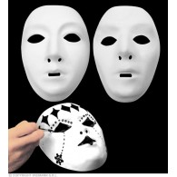 Maschera Bianca da Dipingere in Plastica - Ass. in 2 Modelli di Widmann