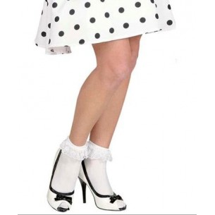 Cost.Calzini Bianchi con Decorazione in Pizzo 70 Den (One Size Fits Most Adult) di Widmann