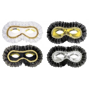 Domino Venice con Pizzo Ass. in 4 Colori: Bianco. Nero. Oro. Argento di Widmann