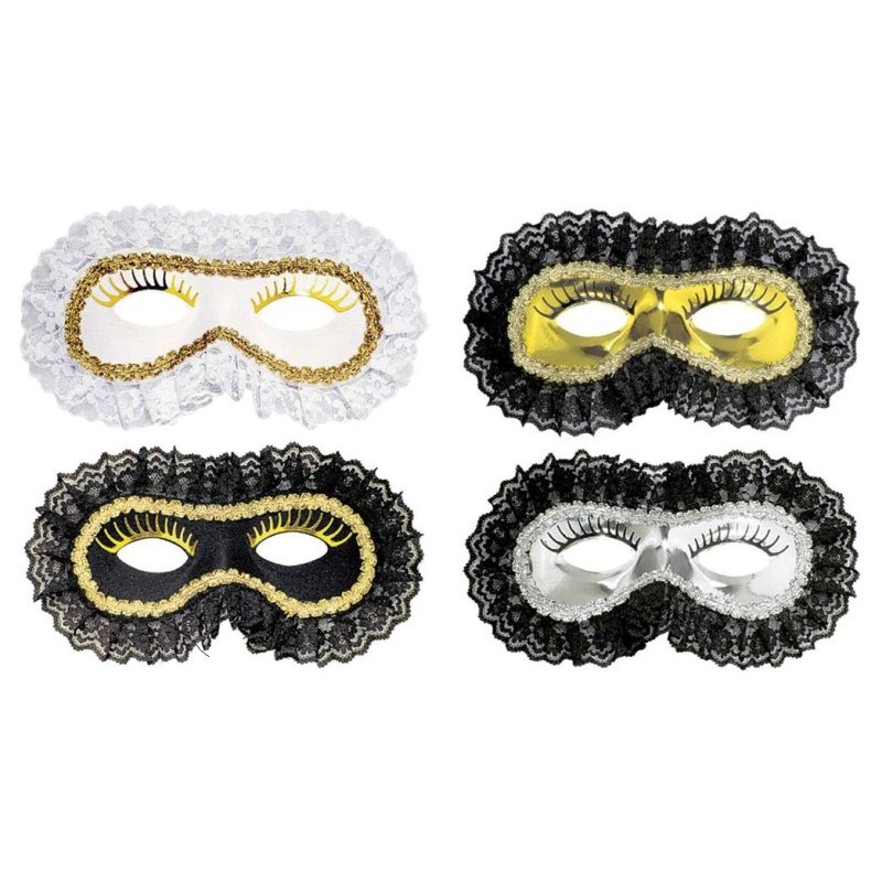 Domino Venice con Pizzo Ass. in 4 Colori: Bianco. Nero. Oro. Argento di Widmann