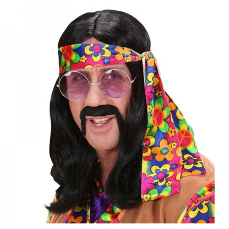 Parrucca Hippie Dude Nera - in Sacchetto di Widmann