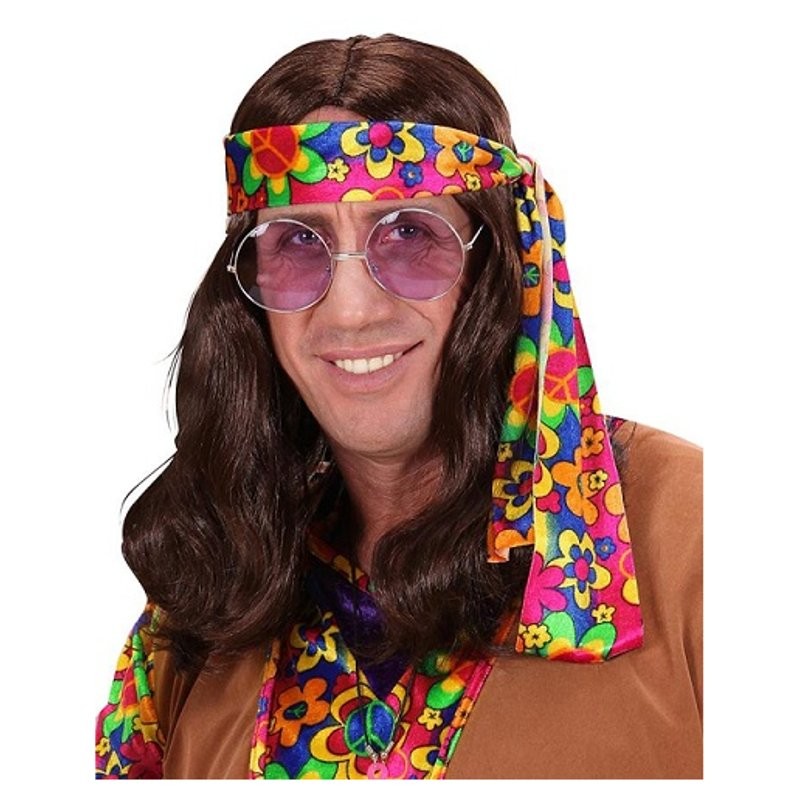 Parrucca Hippie Dude Castana - in Sacchetto di Widmann