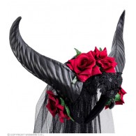 Velo Sposa con Corna. Rose. Pizzo e Gemma Nera di Widmann