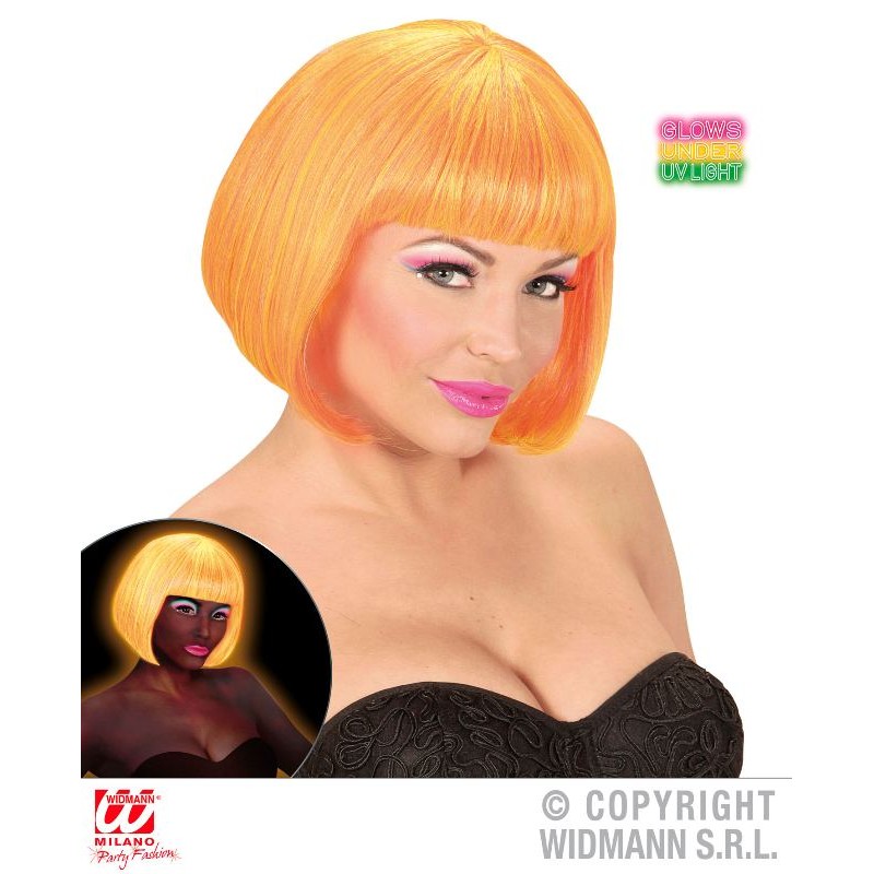 Parrucca Valentina Mista Arancione e Giallo Fluorescente in Scatola di Widmann