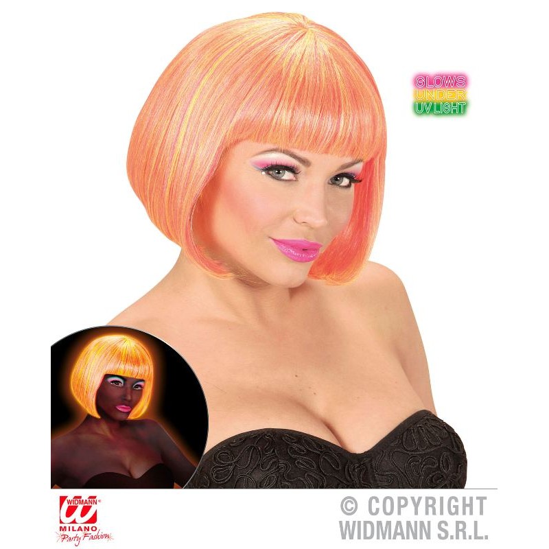 Parrucca Valentina Mista Rosa e Giallo Fluorescente in Scatola di Widmann