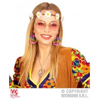 Hippie (Fascia per Testa con Fiori. Orecchini. Occhiali) di Widmann