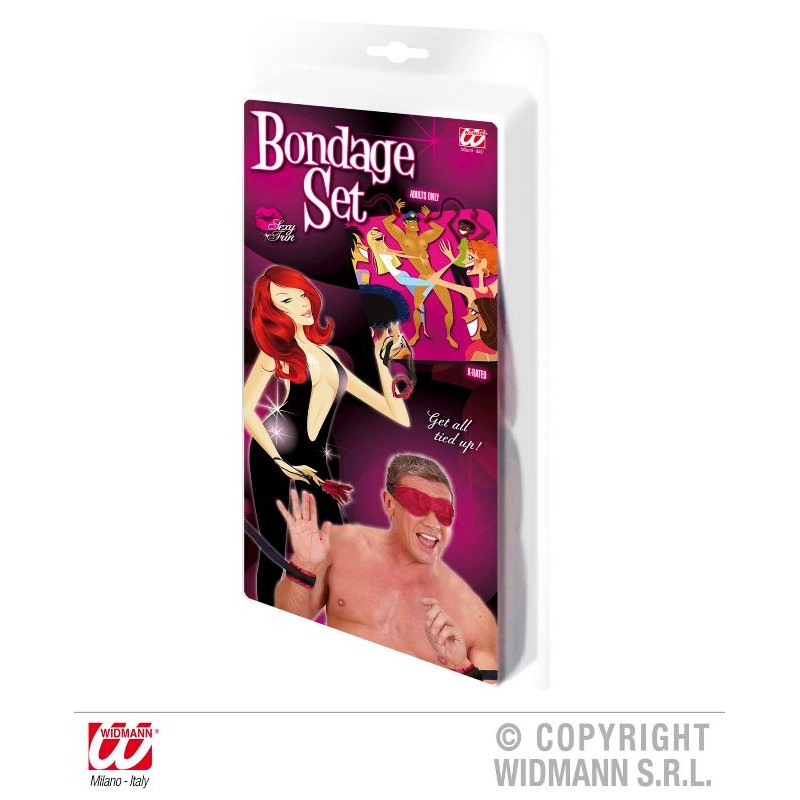 Set Bondage (Bende per Polsi e Caviglie, Benda per Occhi, Piume) di Widmann
