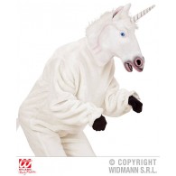 Maschera Testa Completa Unicorno con Capelli in Peluche di Widmann