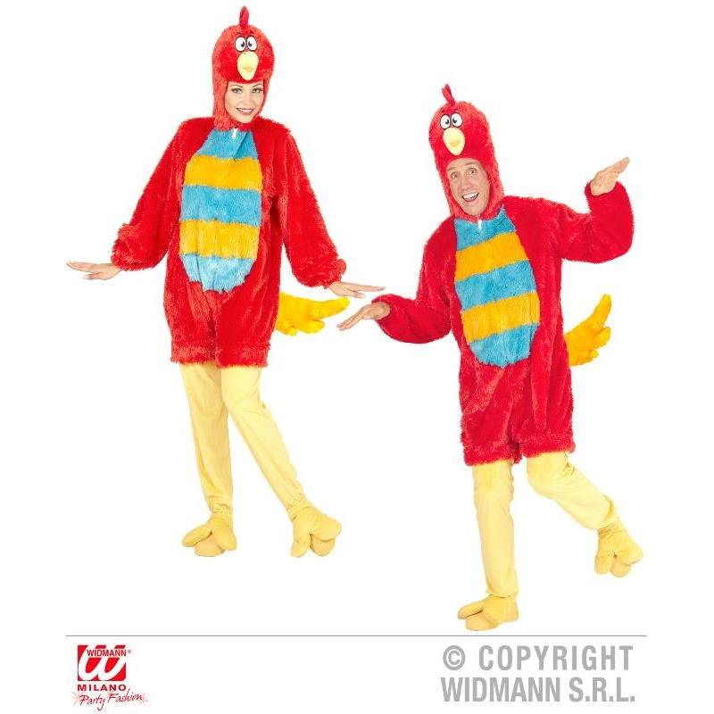 Uccello Rosso in Peluche Soft (Costume con Cappuccio e Maschera) di Widmann