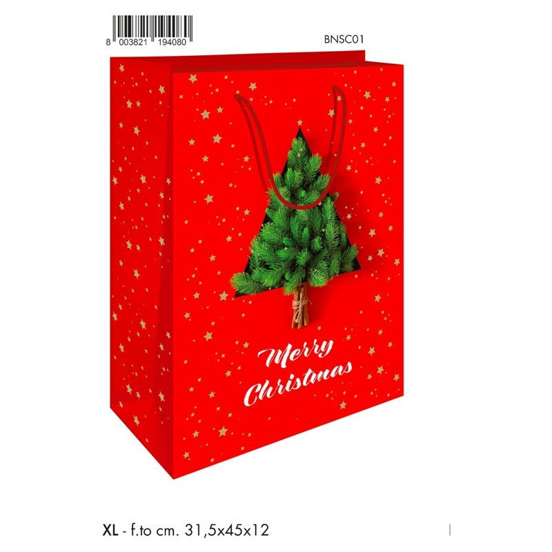 Shopper Merry Christmas 31,5x45x12 Xl di Marpimar