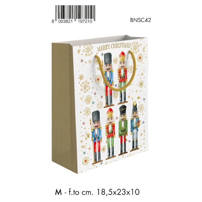 Shopper Schiaccianoci C/Foil Oro 18,5x23+10 M di Marpimar