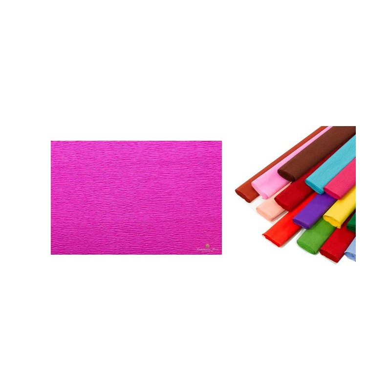 Rotolo di Carta Crespata 60gr Colore Rosa Ciclamino - Confezione da 10 Pezzi di Cartotecnica-Rossi