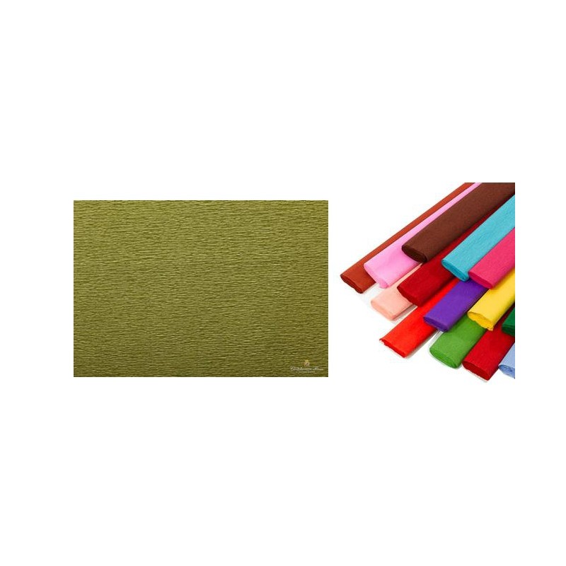 Rotolo di Carta Crespata 60gr Colore Verde Muschio - Confezione da 10 Pezzi di Cartotecnica-Rossi