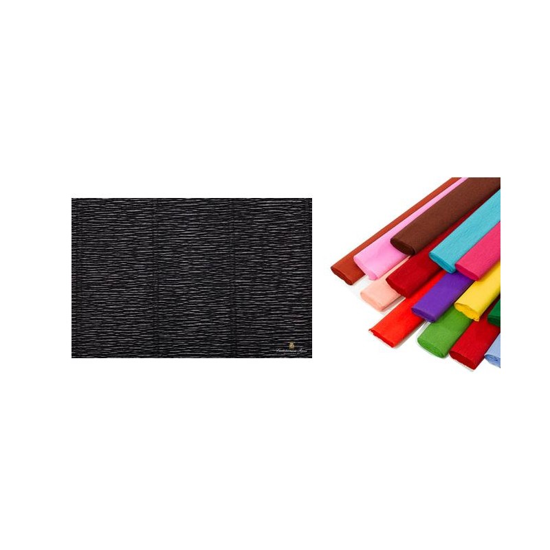 Rotolo di Carta Crespata 60gr Colore Nero - Confezione da 10 Pezzi di Cartotecnica-Rossi