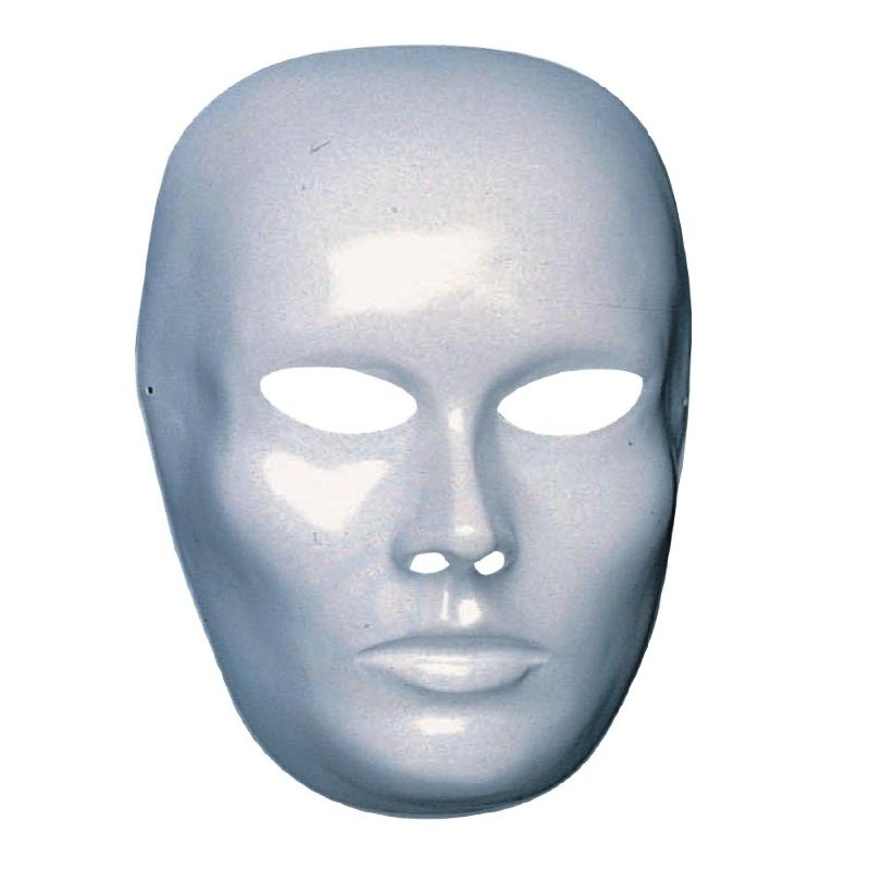 Maschera Viso Medio Bianco da Pitturare in Plastica con Cartellino/Etichetta di Carnival-Toys