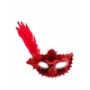 Maschera Rossa in Plastica con Paillettes, Piume e Decorazioni su Carton di Carnival-Toys