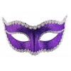 Maschera in Plastica con Glitter Viola e Strass in Busta con Cavallotto di Carnival-Toys