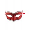 Maschera in Plastica con Glitter Rossi e Strass in Busta con Cavallotto di Carnival-Toys