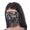 Maschera in Plastica con Vellutino Nero Damascato Argento e Frange in Busta C/Cav. di Carnival-Toys