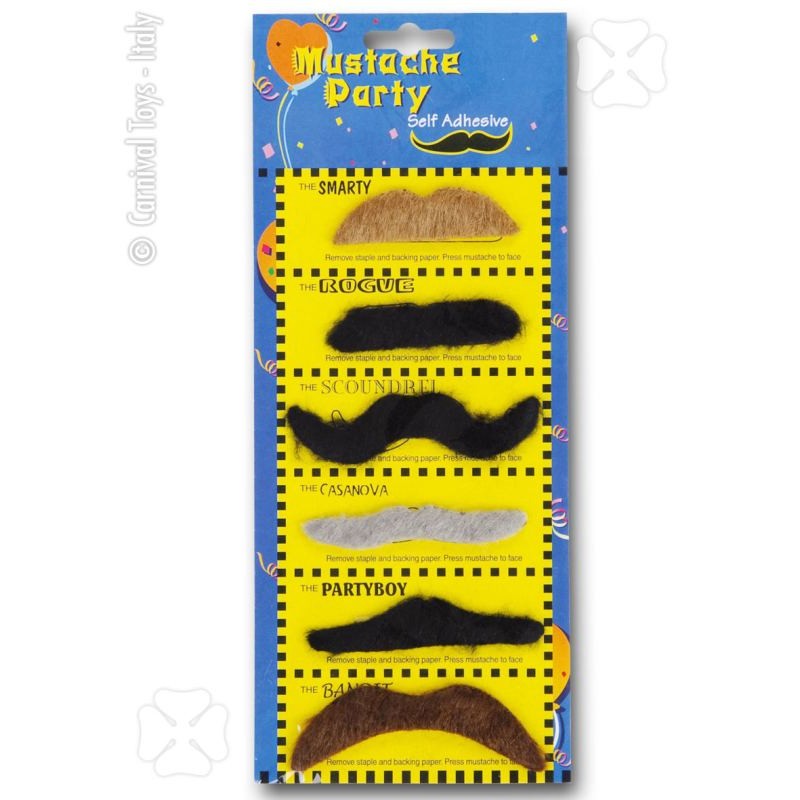 Cartella con 6 Baffi Ass. in Blister di Carnival-Toys