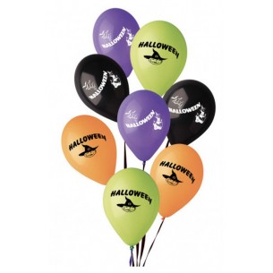 8 Palloncini Halloween Diam.Cm.30 Ca. Col.Ass. in Busta C/Cav. di Carnival-Toys