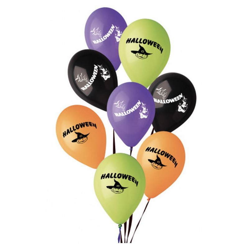 8 Palloncini Halloween Diam.Cm.30 Ca. Col.Ass. in Busta C/Cav. di Carnival-Toys
