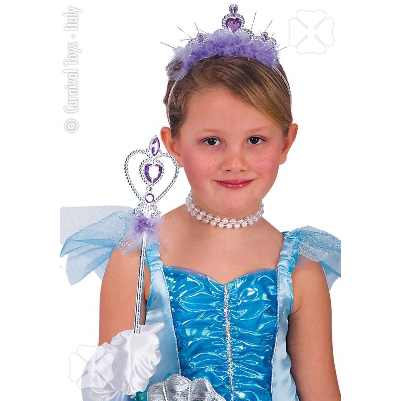 Set Principessa Bimba Argento con Marabout Viola (Corona e Scettro) in B di Carnival-Toys