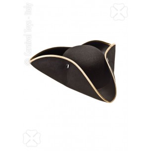 Cappello Tricorno Nero in Feltro con Bordino Oro (Tg.58) con Cartellino/ di Carnival-Toys