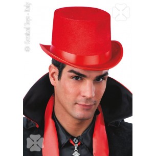 Cilindro Rosso in Velluto e Feltro H. Cm. 12 Ca. (Tg.58) con Cartellino/ di Carnival-Toys