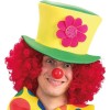 Cappello Clown in Tessuto Verde/Giallo C/Fiore con Cartellino/Etichetta di Carnival-Toys