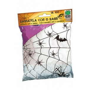 Ragnatela Bianca con 6 Ragni Gr.100 Ca. in Busta C/Cav. di Carnival-Toys