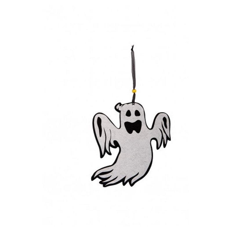 Decorazione Fantasma in Feltro D'Appendere H.Cm. 33 Ca. C/Cartellino/Eti di Carnival-Toys