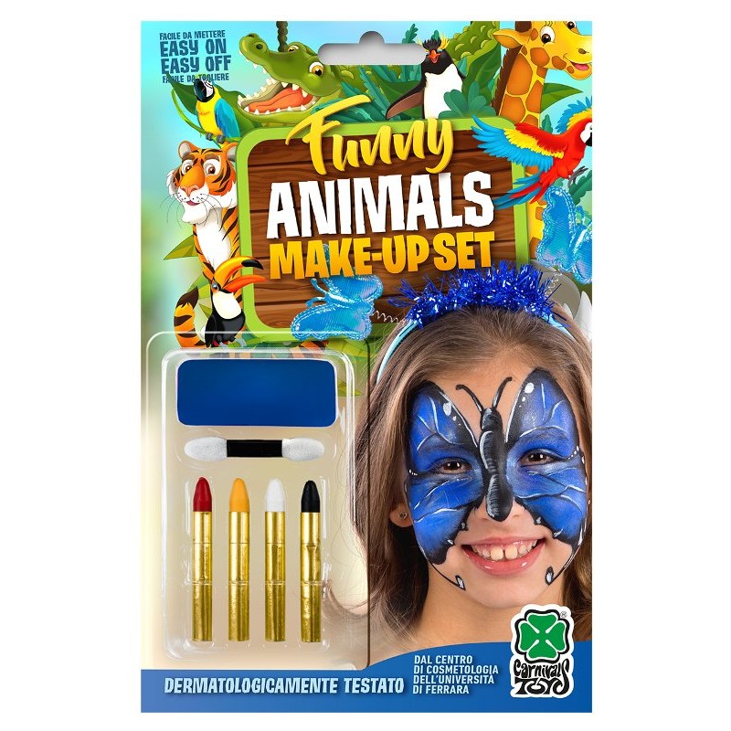 Fondotinta Farfalla Blu + 4 Matite in Blister di Carnival-Toys