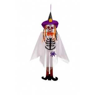 Scheletro Bianco D'Appendere H.Cm.90 Ca.In Feltro C/Cappello C/Cartellin di Carnival-Toys