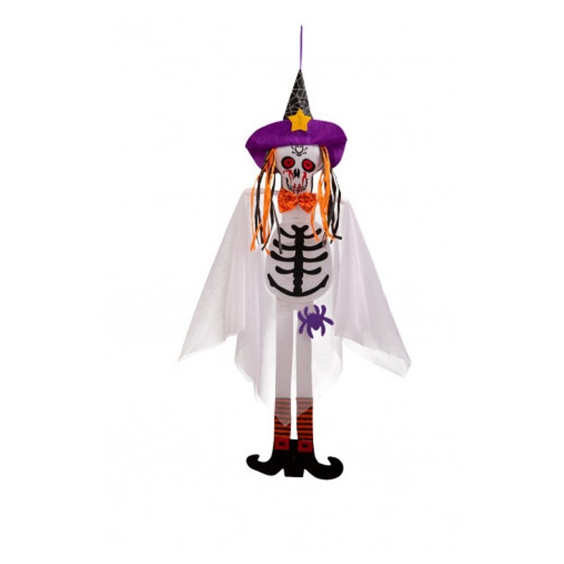 Scheletro Bianco D'Appendere H.Cm.90 Ca.In Feltro C/Cappello C/Cartellin di Carnival-Toys