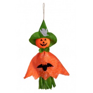 Fantasmino Zucca D'Appendere con Cappello H.Cm.44 Ca. con Cartellino/Eti di Carnival-Toys