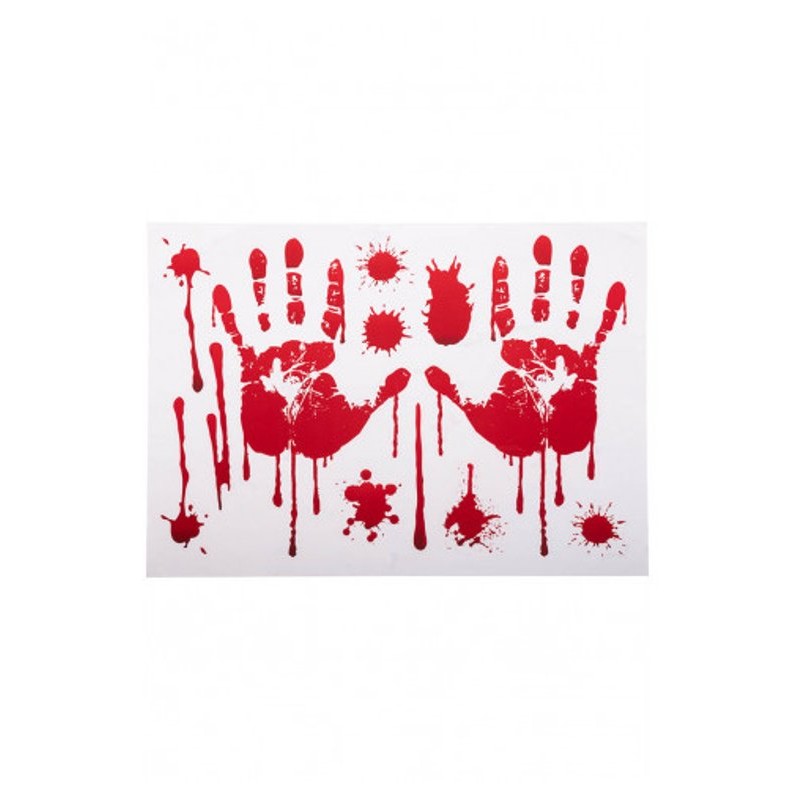 Vetrofania Mani Insanguinate H.Cm.25x35 Ca. con Cartellino/Etichetta di Carnival-Toys