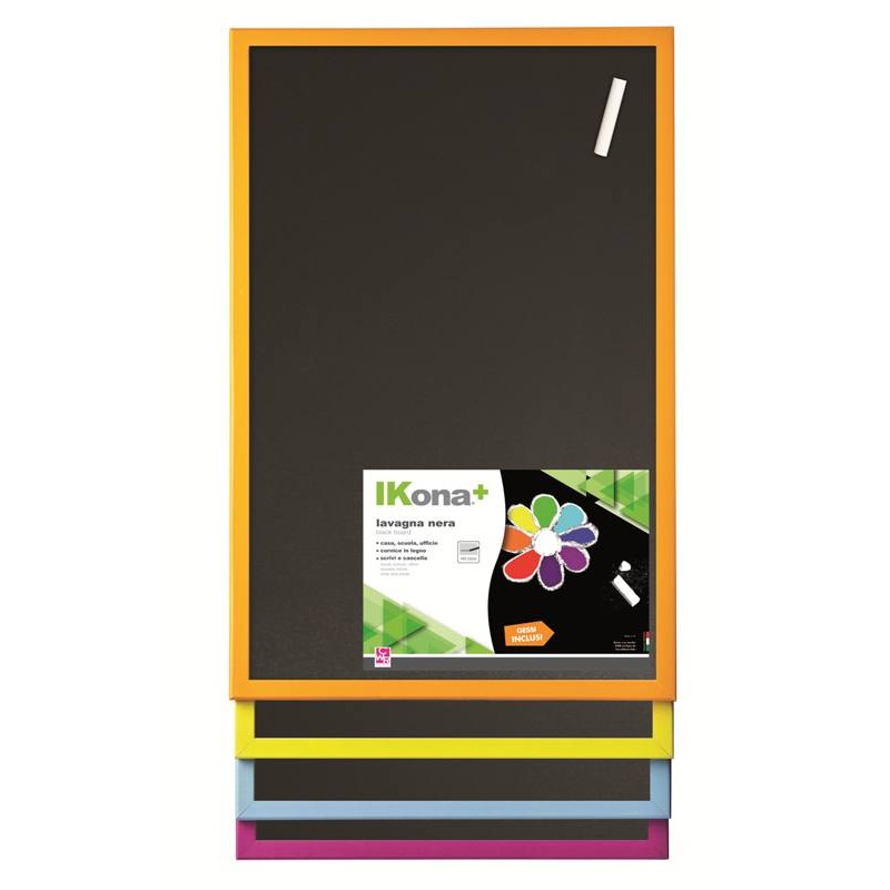 Lavagna Nera con Cornice Colori Assortiti - Misura 30x40 - 1 Gesso Incluso di Cwr Srl