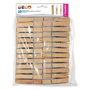 Mollette in Legno Mm.72x10 - Busta 50 Pz. - Col. Naturale di Cwr Srl
