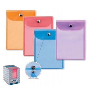 Buste Press Trasparenti con Bottone Colori Assortiti Misura 15x21 Cm - Confezione da 40 Pezzi di Seirota