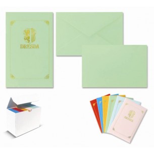 Confezione 10 Biglietti e 10 Buste Dresda Assortite in 6 Colori Formato 9 - Scatola da 24 Confezioni di Saul-Sadoch