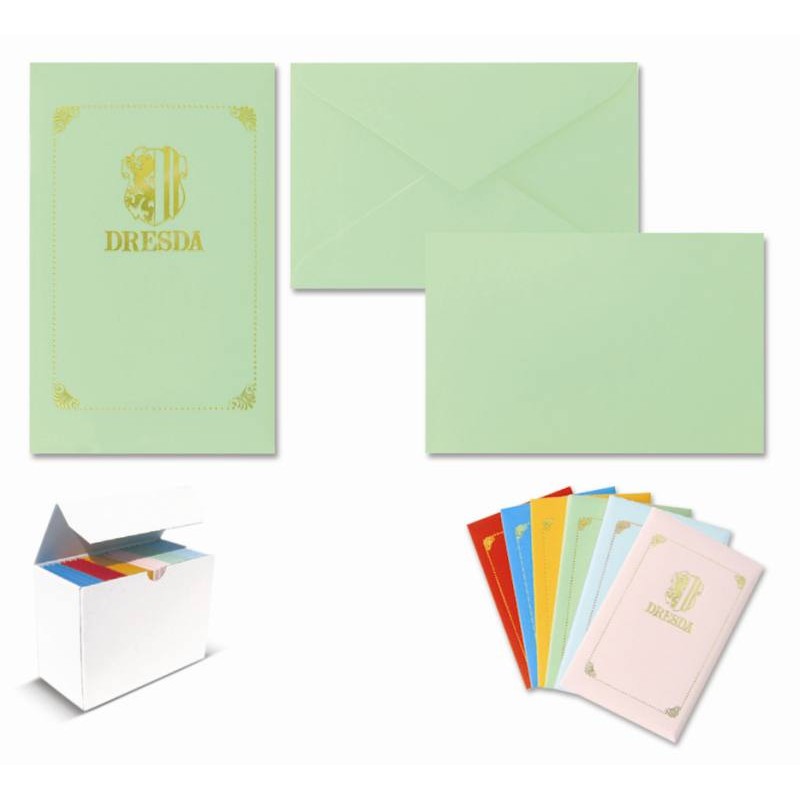 Confezione 10 Biglietti e 10 Buste Dresda Assortite in 6 Colori Formato 9 - Scatola da 24 Confezioni di Saul-Sadoch
