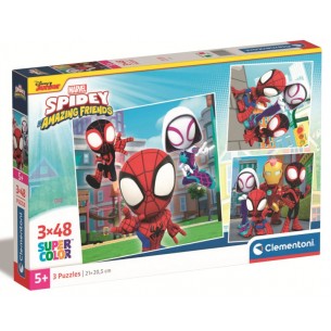 Puzzle 3x48 Square Spidey And His Amaz.Fr. di Clem-37 Puzzle 3x48 Pz