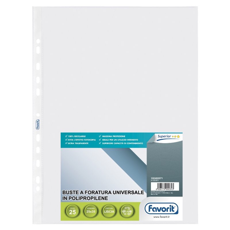 Busta Foratura-Universale Favorit Cf25 B4 Polipropilene Liscio