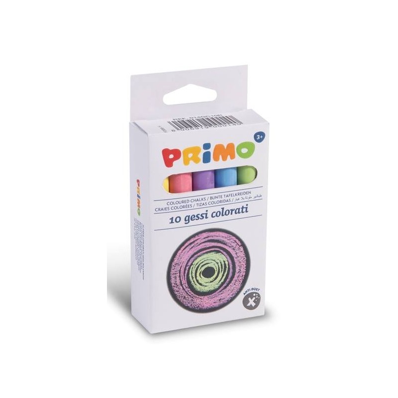 10 Gessi Colorati Rotondi non Polverosi in Scatola Cartone di Morocolor