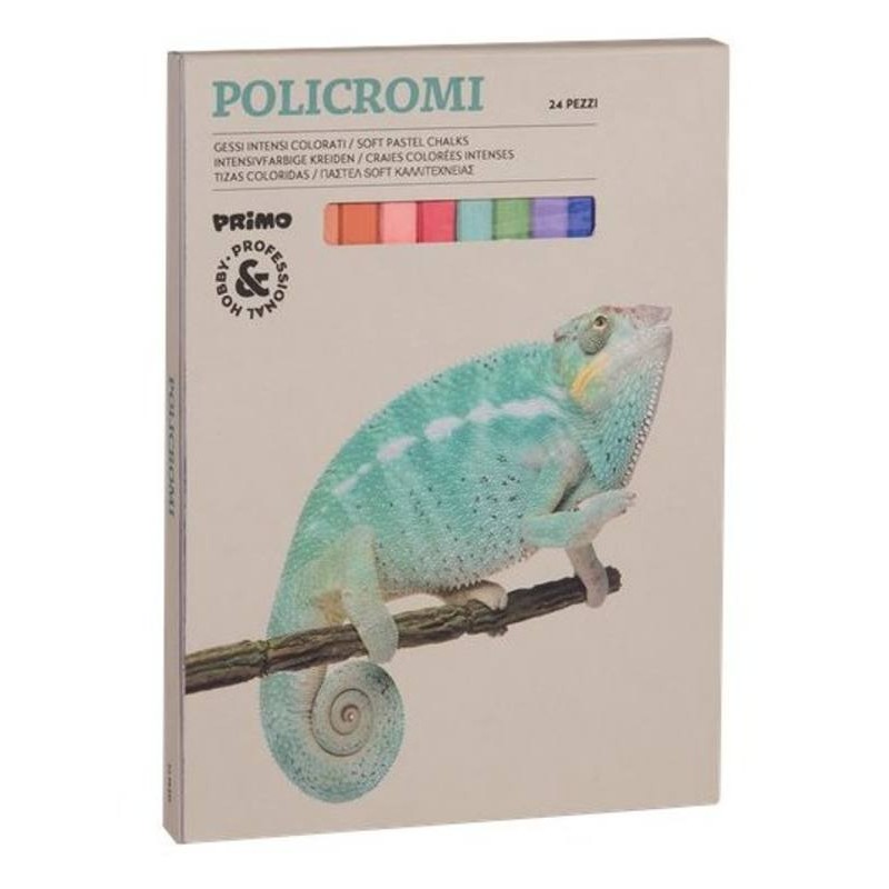 24 Gessi Policromi Tipo Quadrato, con Fascetta Autoadesiva, in Scatola Cartone di Morocolor