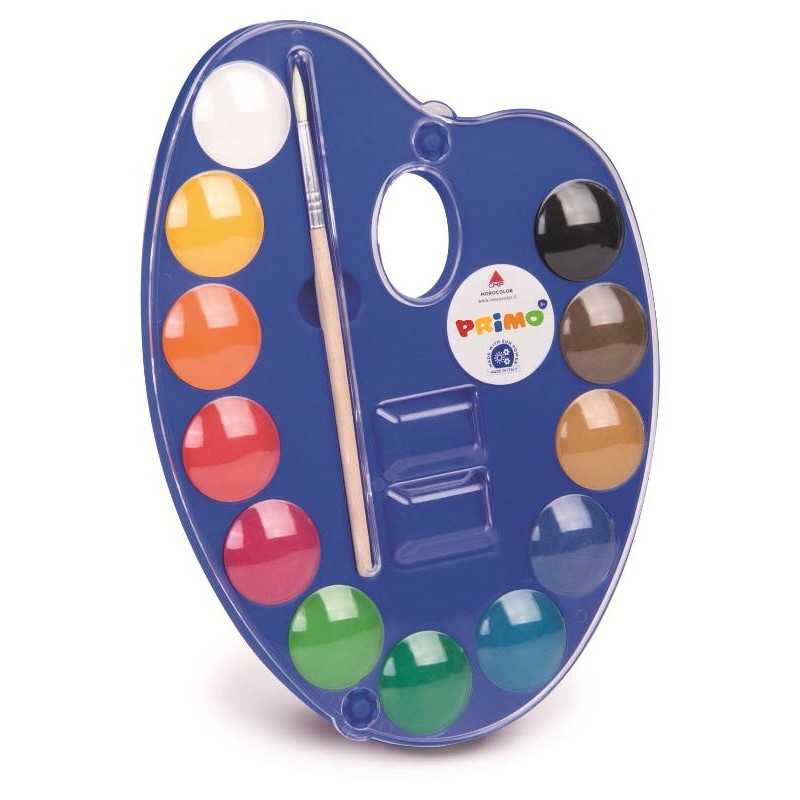 12 Pastiglie Acquerello Diam. 25mm in Tavolozza in Plastica di Morocolor