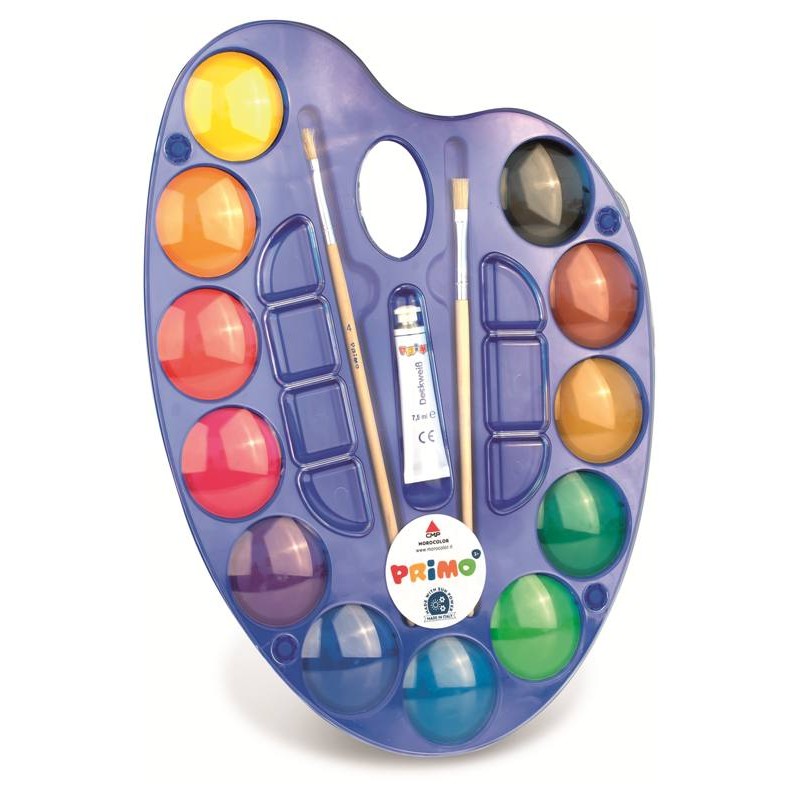 12 Pastiglie Acquerello Diam. 44mm in Tavolozza in Plastica di Morocolor
